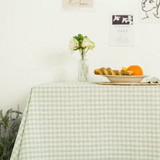 混色格紋棉質桌巾, 薄荷綠, 200 x 110cm