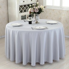 마켓감성 단색 홈파티 테이블보 라운드, 그레이, 200cm, 1개