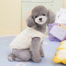 랜보어 강아지 누빔 털안감 조끼, 아이보리, 1개