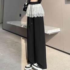 TheSirup 女款蕾絲層次感寬褲