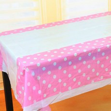 마켓피오 생일 파티 도트 일회용 식탁보 핑크, 6개, 1개입