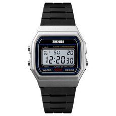 SKMEI 時刻美 Soyo 商會 簡約經典數位運動手錶, 1個, 銀色