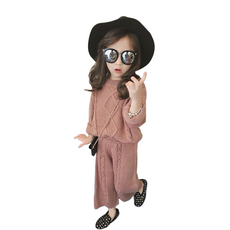 女童款麻花針織上下身套裝