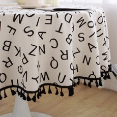 Maket Gamseong 黑色圖案桌巾 120cm, 字母, 直徑 120cm