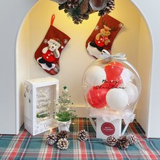 LOVELY FARM LED聖誕魔術氣球 + 壓克力樹套組, 6 現代聖誕 + 2紅色混合