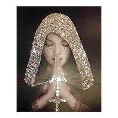 KMELLIE 3D 瑪利亞的祈禱 AB 圓形水鑽十字繡 DIY 套組 40 x 50 cm, 混合色, 1套