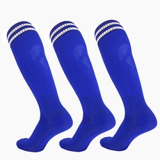 남성용 축구 논슬립 스포츠 니삭스, 블루화이트, 3세트