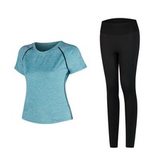 女款時尚瑜伽短袖T恤+內搭褲