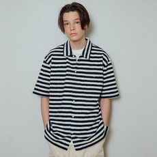 UNIISDESIGN 條紋短袖襯衫式針織衫