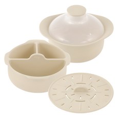 firgi 嬰幼兒雙層保濕蒸鍋組 (象牙白), 1組, 蒸籠+蒸籠+隔板, Ivory