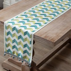 Market A 立體Z字形側邊球桌旗, 綠色, 33 x 220 cm, 1個