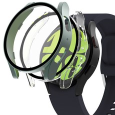 NUART 不變色 Galaxy Watch 全蓋硬殼(2 件裝), 綠色+透明, 1組