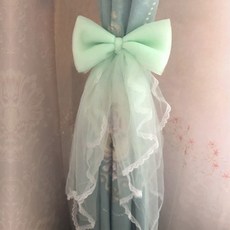 Ruby Coco 蕾絲荷葉邊緞帶窗簾綁帶 20 x 60 cm, 薄荷綠 單入, 1個