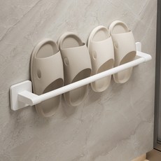 efactory Judy N 免鑽孔鋁製客廳浴室拖鞋毛巾架, 白色, 1個