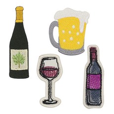 Fashion Point 刺繡布貼 酒類百貨組合, 拿破崙, 生啤酒, 白蘇維翁, 紅酒杯, 1套