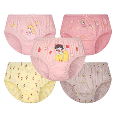 Ding Dong Daeng 兒童女童純棉 Woori 嬰兒公主三角內褲 5 件套