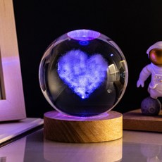 앞날창창 감성 LED 모던 수정구슬 침실 무드등 6cm, 하트구름