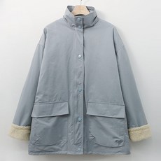 TEETAK 女式大碼日常寬鬆版型高領繩口袋毛皮高 Dumble Field 拉鍊襯墊