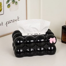 하이어데코 포인트 인테리어 티슈 케이스, 블랙, 1개