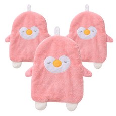 Quardi擦手巾 企鵝, 3個, 粉紅色