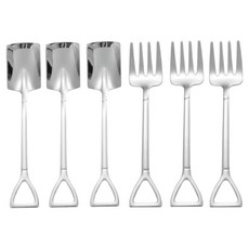 Sense Pang 304不鏽鋼 方形鏟勺3入 + 叉子3入 餐具組, 1組, 3p 勺子 + 3p 叉子