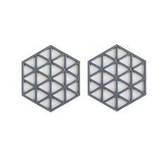 多功能矽膠鍋墊, 三角灰色, 2個