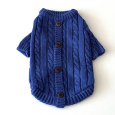bydamsoomi 狗狗假鈕扣開襟衫, 藍色