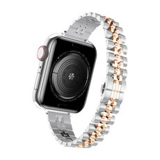 4YOU 애플워치 슬림 쥬빌레 스트랩, 실버/로즈골드