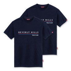 비버리힐스폴로클럽 남녀공용 투 라인 라운드 통기성 반팔 티셔츠 CPS9T21 2종 세트