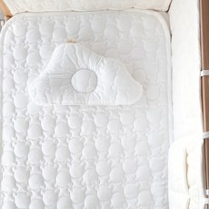 아이레빗 유아용 인견 곰누빔 도톰 양면 침대 패드 보니유아 호환, 크림 화이트 + 크림 아이보리, 1개