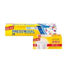 GLAD 佳能 圓點設計密封保鮮膜 21.6m*30cm+垃圾袋 S號 30入裝, 1組