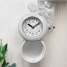 MASHATOO 防水浴室毛巾架兩用指針時鐘, 白色