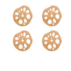 蓮藕形狀木質杯墊 4入, 淺褐色的