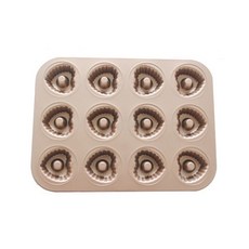 皺褶愛心甜甜圈烤盤 金色 12格, 1個