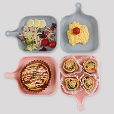 클래스 쁘띠끄 사각 앞접시 2종 x 2p 세트, 1세트, 앞접시 핑크 2p + 그레이 2p