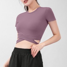 marketpia 女性運動瑜珈X線條短袖T恤