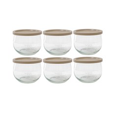 WECK 鬱金香型玻璃罐身 6p + PE米色蓋 6p 組 No.744, 580ml, 1套