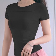 여성용 고탄성 심팔한 반팔 요가 상의