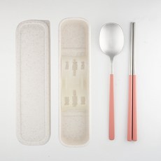 DALPAENGI LIVING Cuisine de Maman 純粹無噪音便攜式餐具組, 1套, 湯匙 + 筷子 + 收納盒, 粉紅色