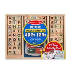 Melissa&Doug 美國瑪莉莎 字母圖案木製印章組 MD30118, 混色