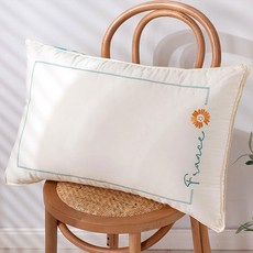 Potegar圓形刺繡枕頭, 白色的