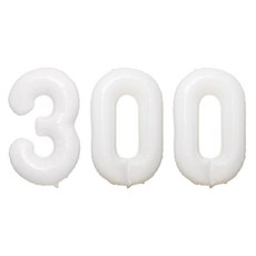 joyparty 數字 鋁箔 氣球 大 300, 白色, 1個