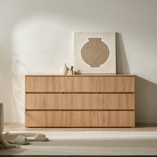 베이지메이트 리네아 서랍장 와이드 3단 9칸 방문설치, 오크, 9개