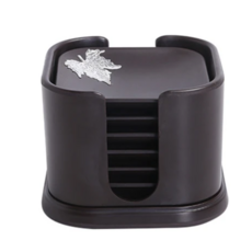 電木隔熱杯墊6件組 方形, 1組, 黑色