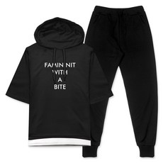 YTCLOSET 層次感大尺碼短袖連帽運動服上下套裝