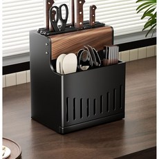 블랙월넛 원목 주방 칼꽂이 수저통, 블랙, 1개