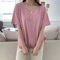 린다샵 여성용 베큐인 박시 데일리 베이직 반팔티 cpt11871k31