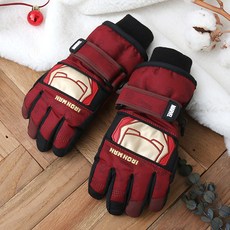 Marvel 漫威 鋼鐵俠大標誌兒童冬季手套初級滑雪手套男童加厚防水手套