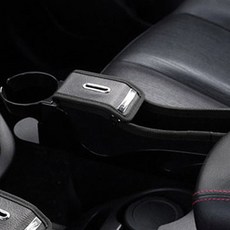 KM Motors 車用S-Line硬幣側邊置物袋杯架, 黑色, 1個