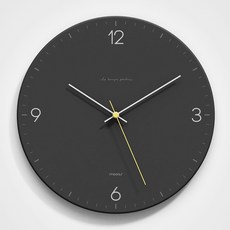 무아스 심플 라운드 무소음 벽시계, 블랙